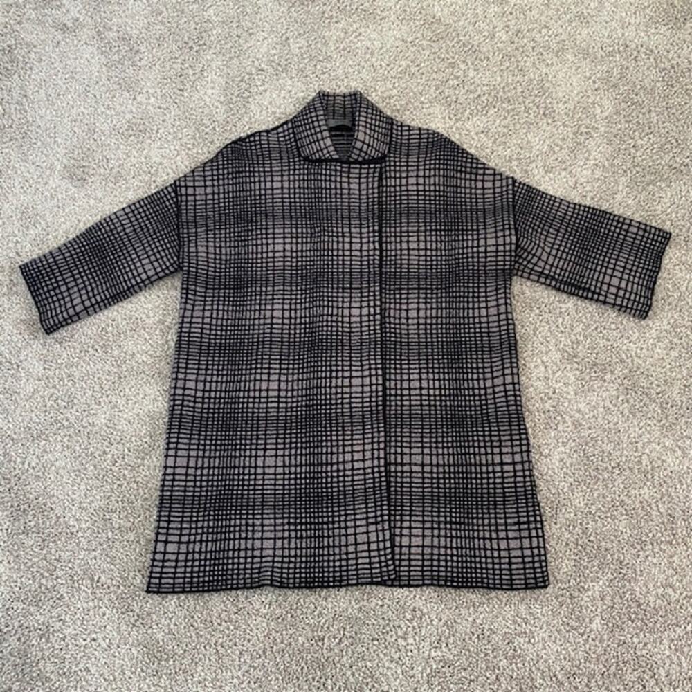 She's So Coat Gray Merino Wool Long Sleeve Geometric Oversized Women's 42 US 6-8